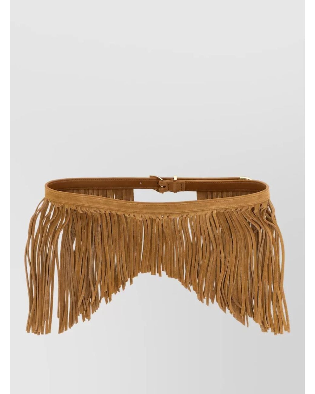 Pinko Brown Leather Fringe Belt
