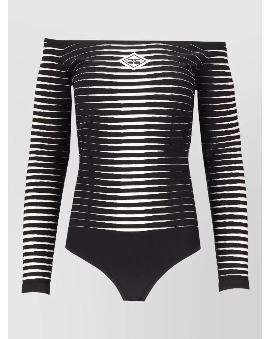 Elisabetta Franchi Black Jacquard Zebra Knit Bodysuit