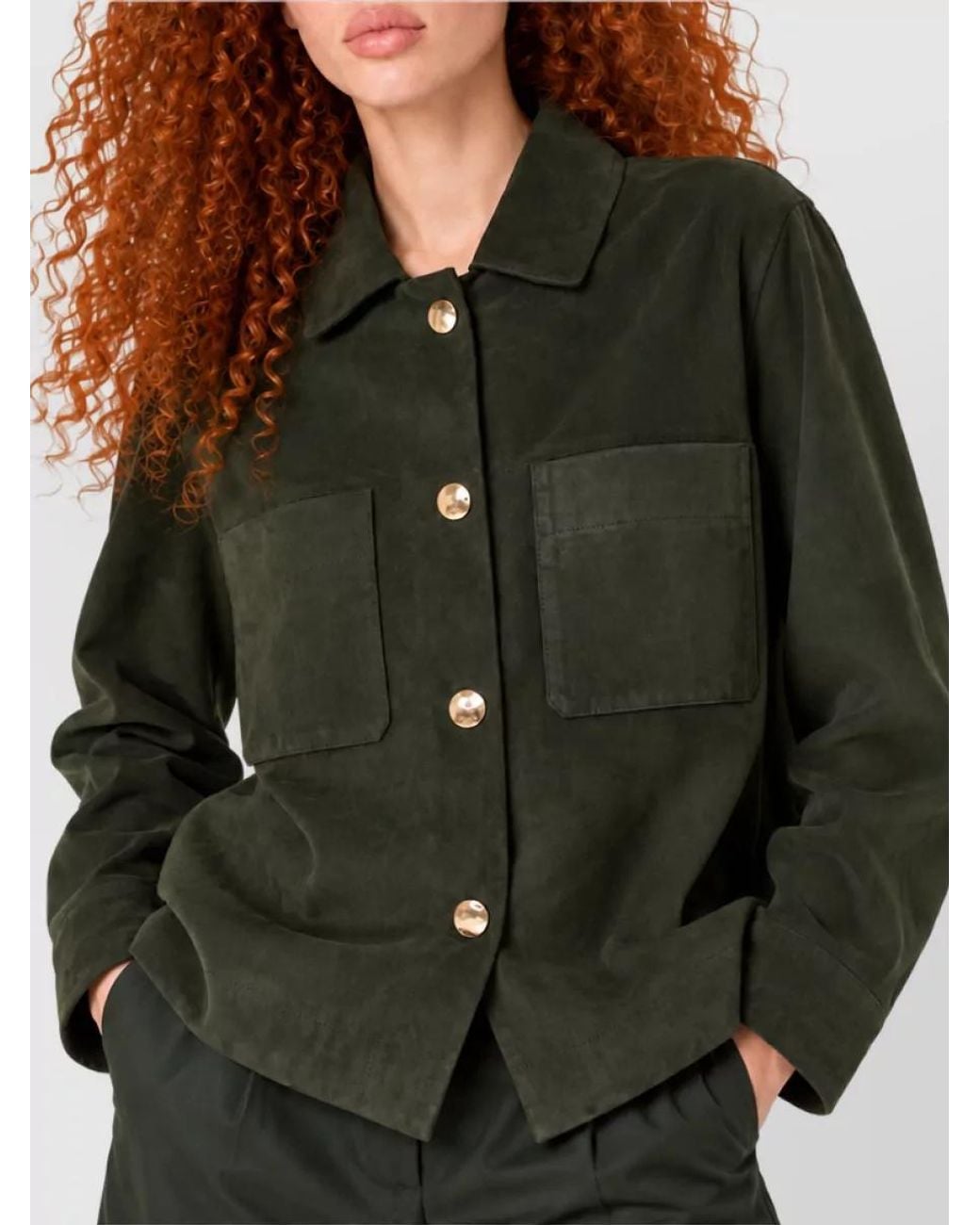 Max Mara Green Leather Single Breasted Coat