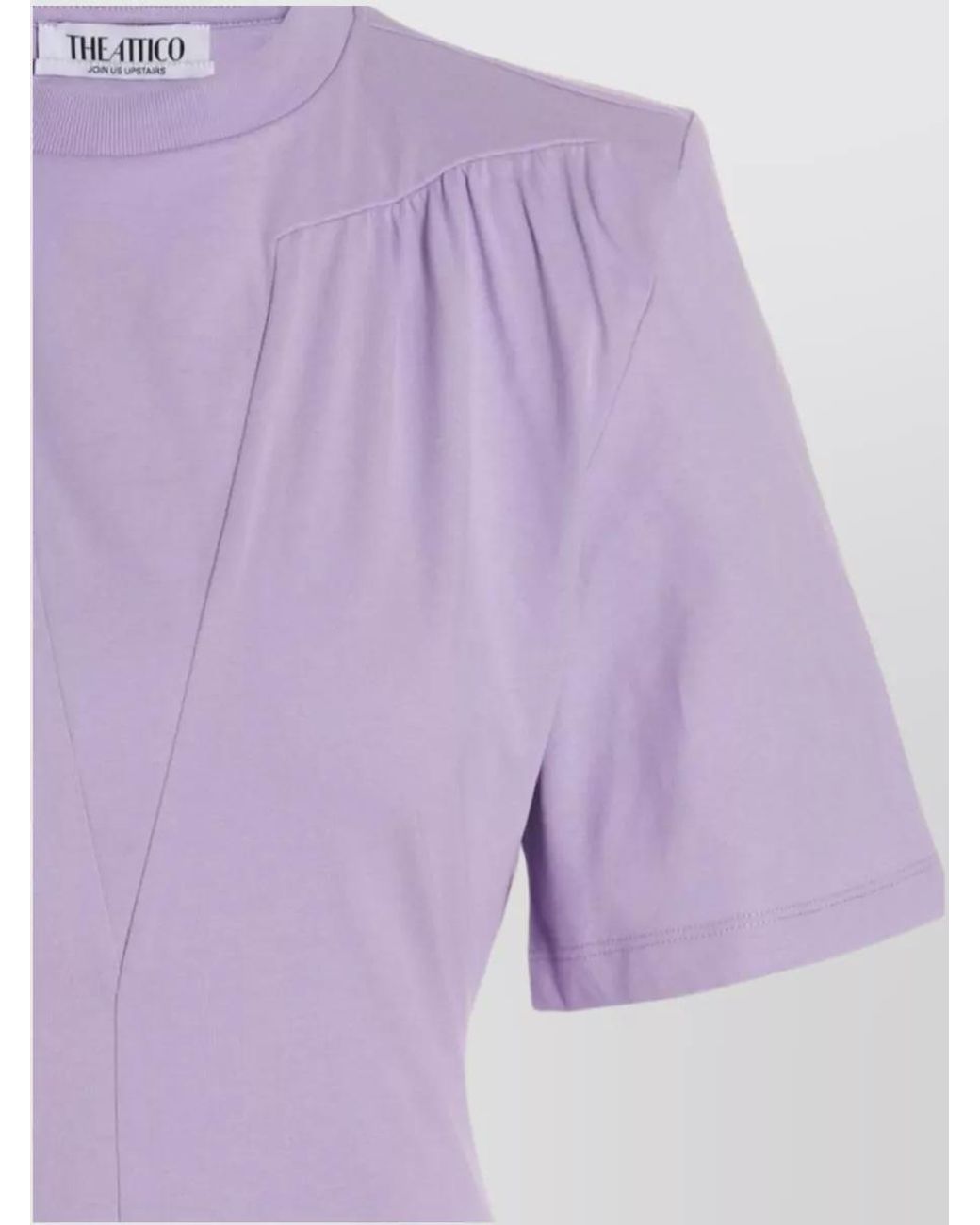 The Attico Purple Cotton Ribbed Crew-Neck Padded-Shoulder Cutout T-Shirt