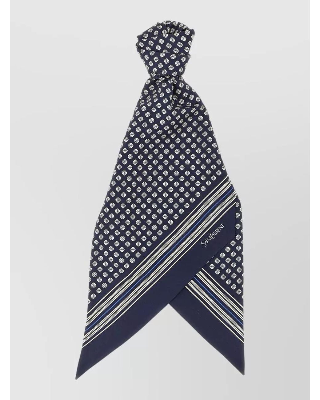 Saint Laurent Blue Silk Twill Lavallière Scarf for men
