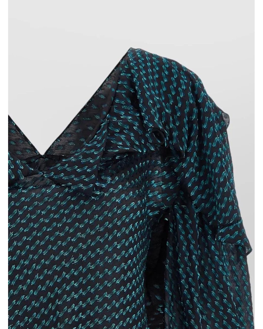 Kiko Kostadinov Blue Silk-Blend Draped Asymmetric V-Neck Blouse
