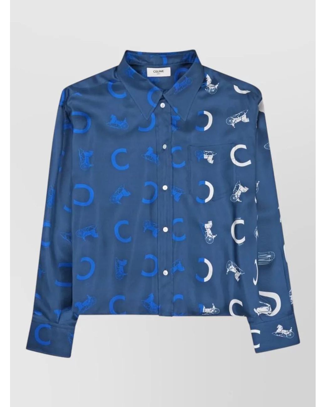Céline Blue Silk Cropped Shirt
