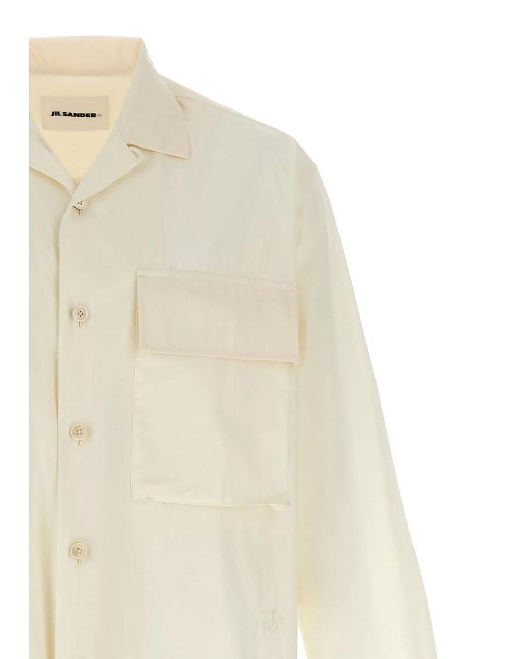 Jil Sander Natural Cotton Logo Embroidery Shirt for men