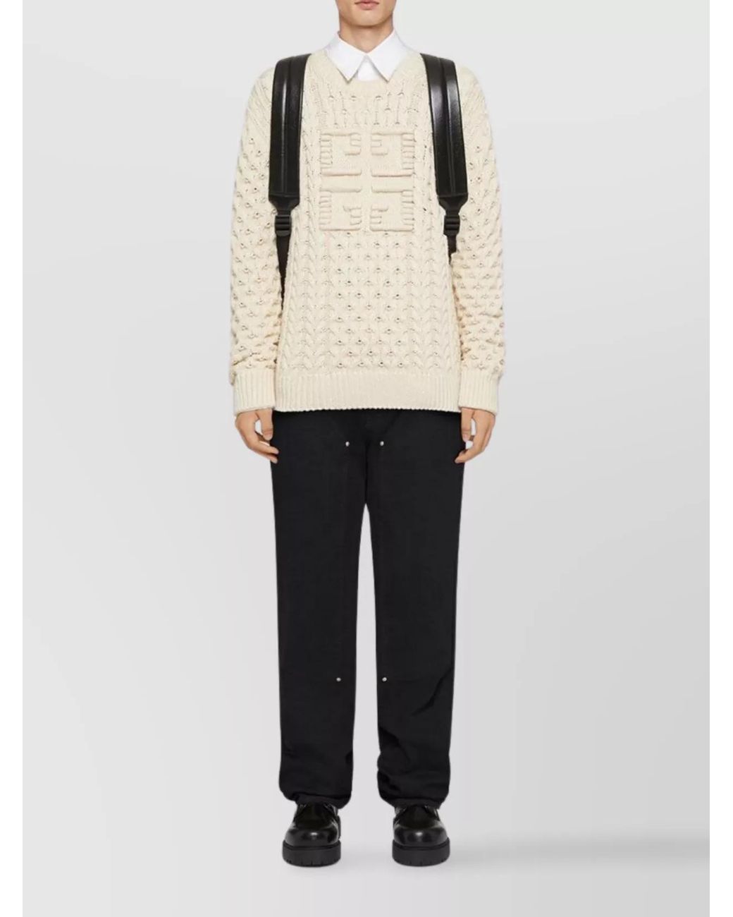 Givenchy Natural Cable-Knit Cotton Crew-Neck Sweater for men