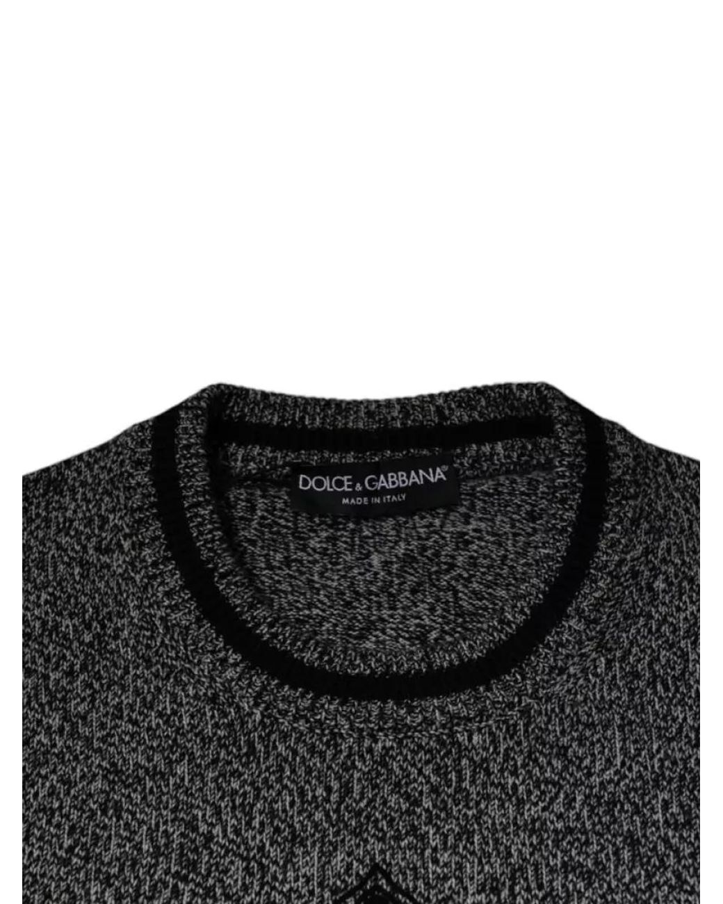 Dolce & Gabbana Black Cashmere Embroidered Sweater for men
