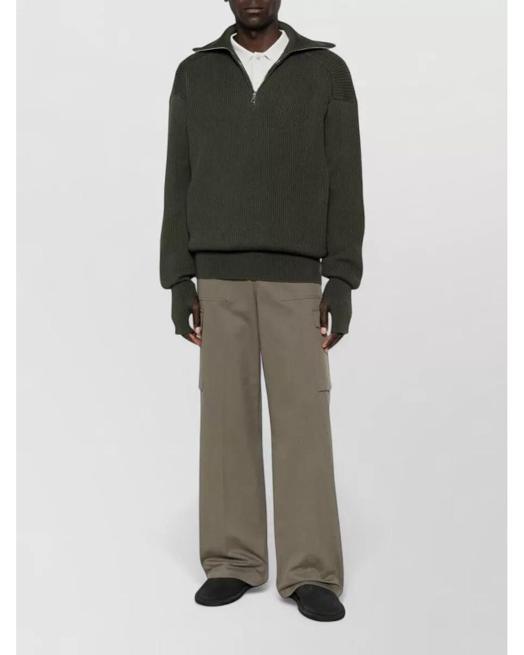 Rier Green Wool Crewneck Jumper for men