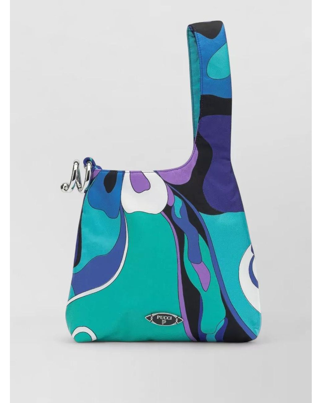 Emilio Pucci Blue Silk Printed Shoulder Bag