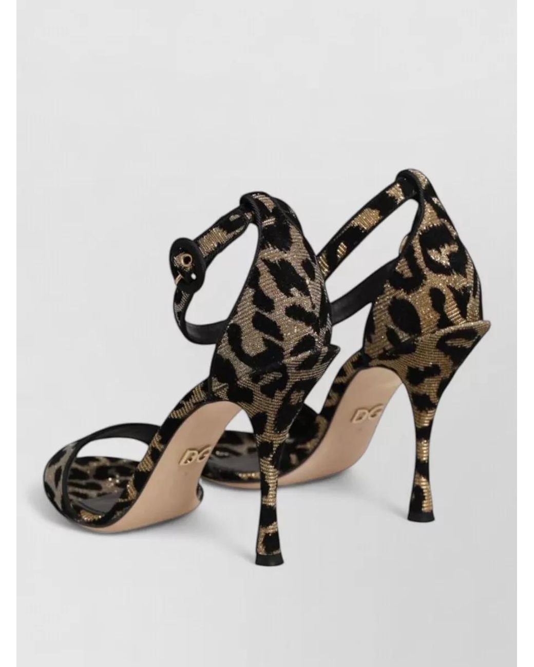 Dolce & Gabbana Black Leopard Ankle Strap Sandals