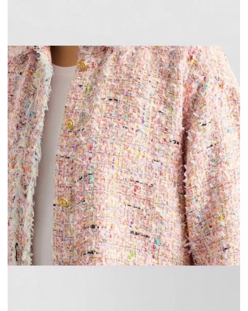 Balmain Pink Tweed Long-Sleeve Shirt Jacket