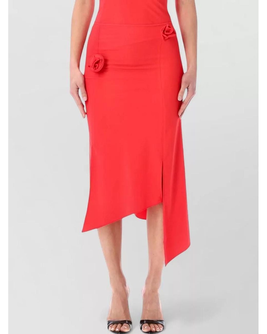 Coperni Red Asymmetric Draped Skirt