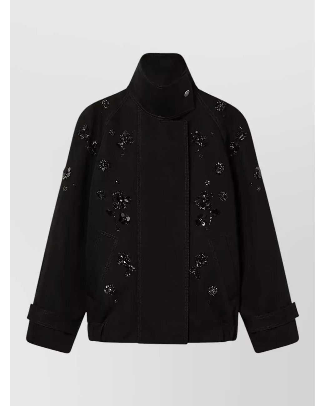 Golden Goose Deluxe Brand Black Embellished Floral-Embroidered Oversized Cropped Jacket