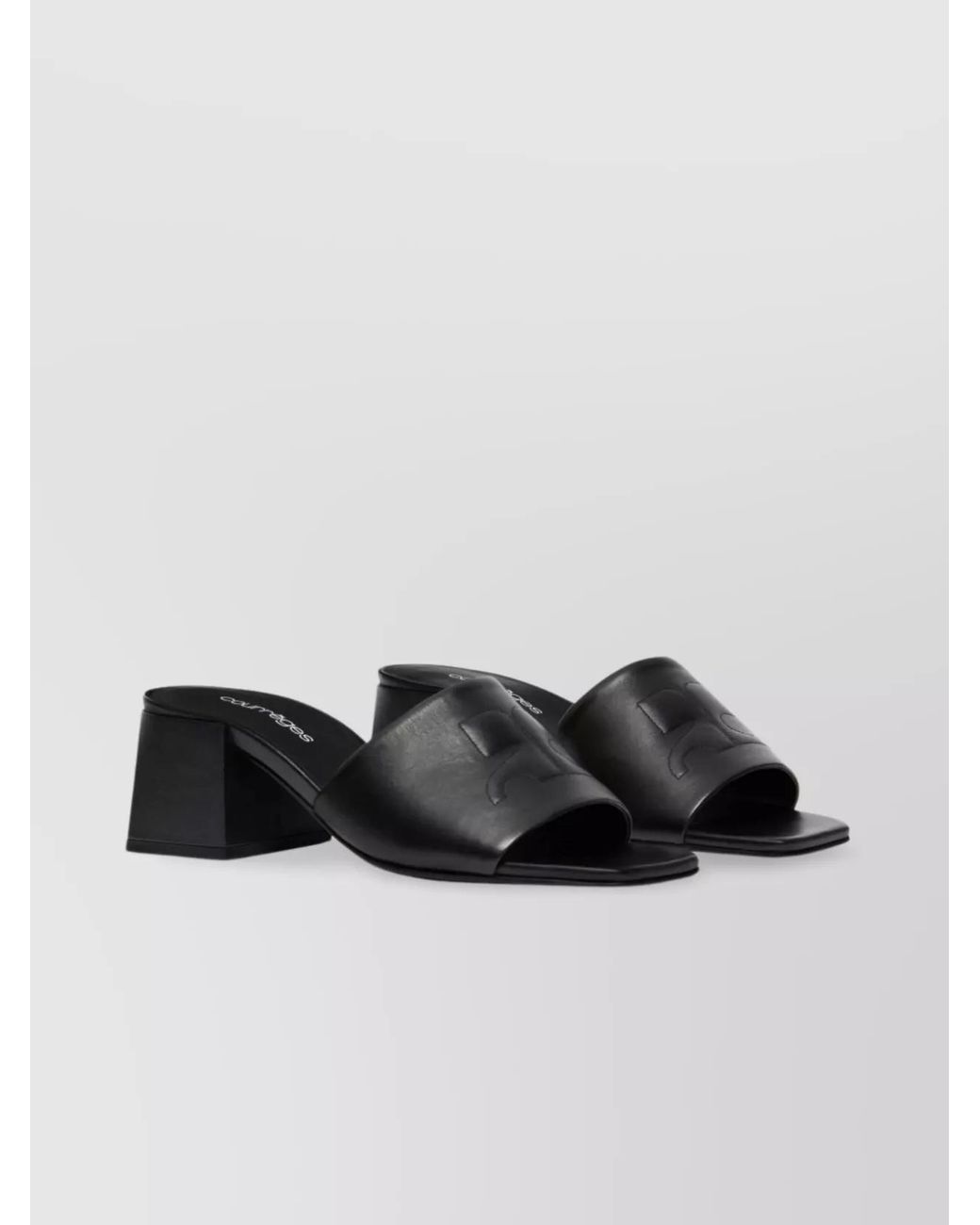 Courreges Black Leather Block Heel Sandals