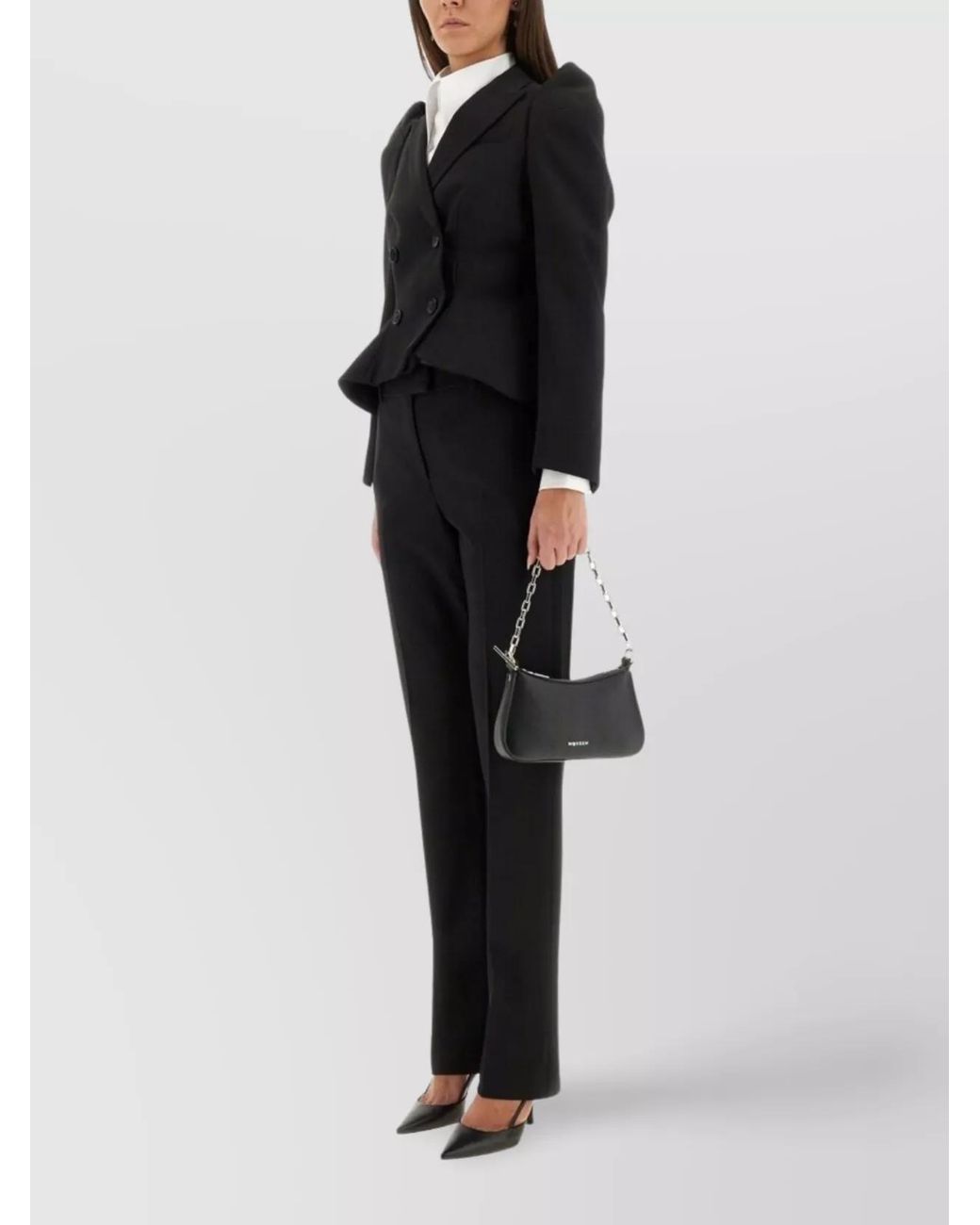 McQueen Black Wool Straight-Leg Tailored Trousers
