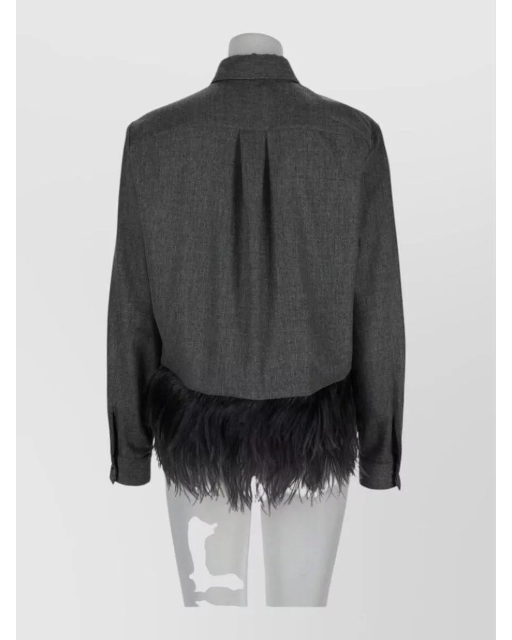 Fabiana Filippi Black Virgin Wool Feather Trim Shirt