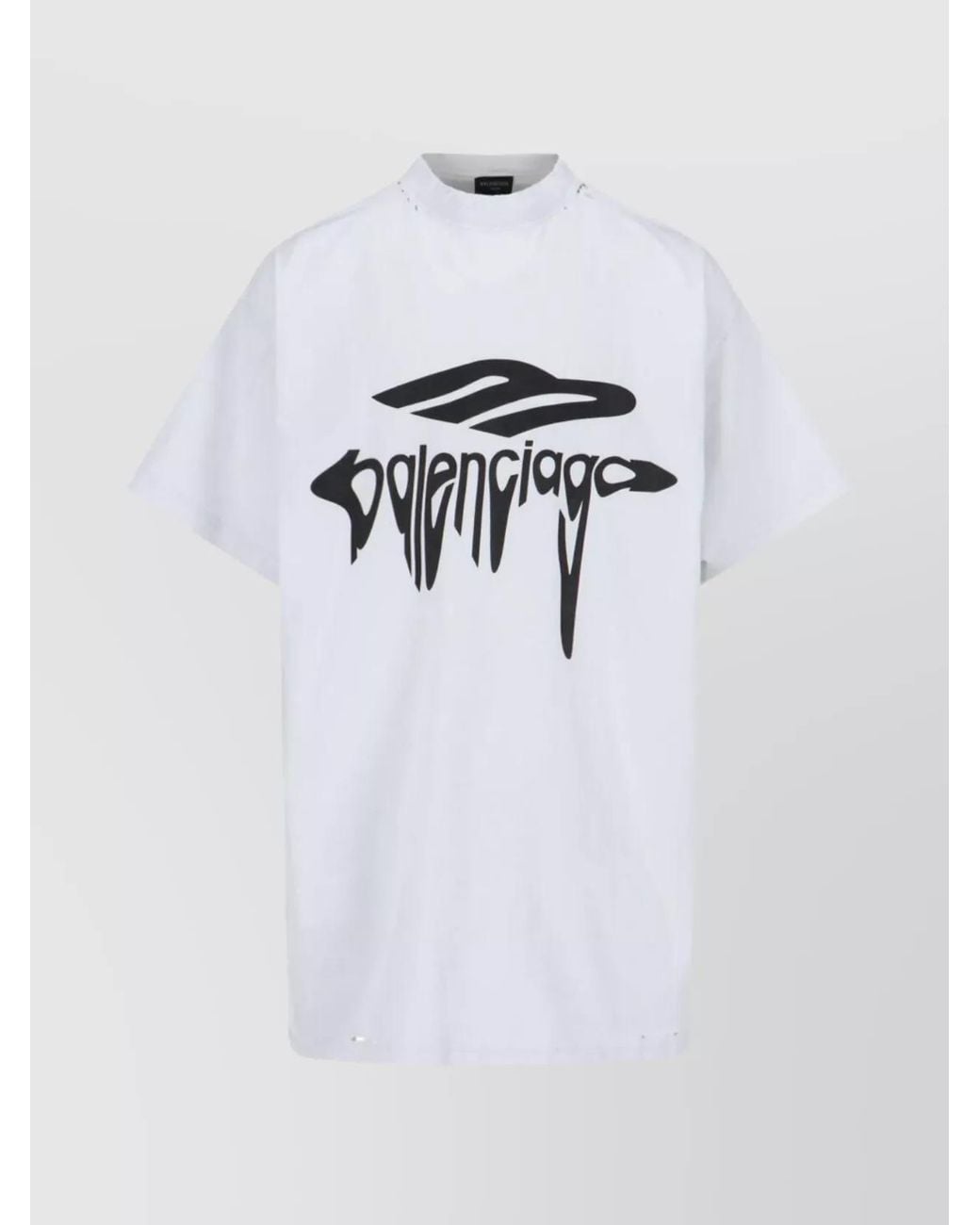 Balenciaga Blue Oversized Logo Print Cotton T-Shirt for men
