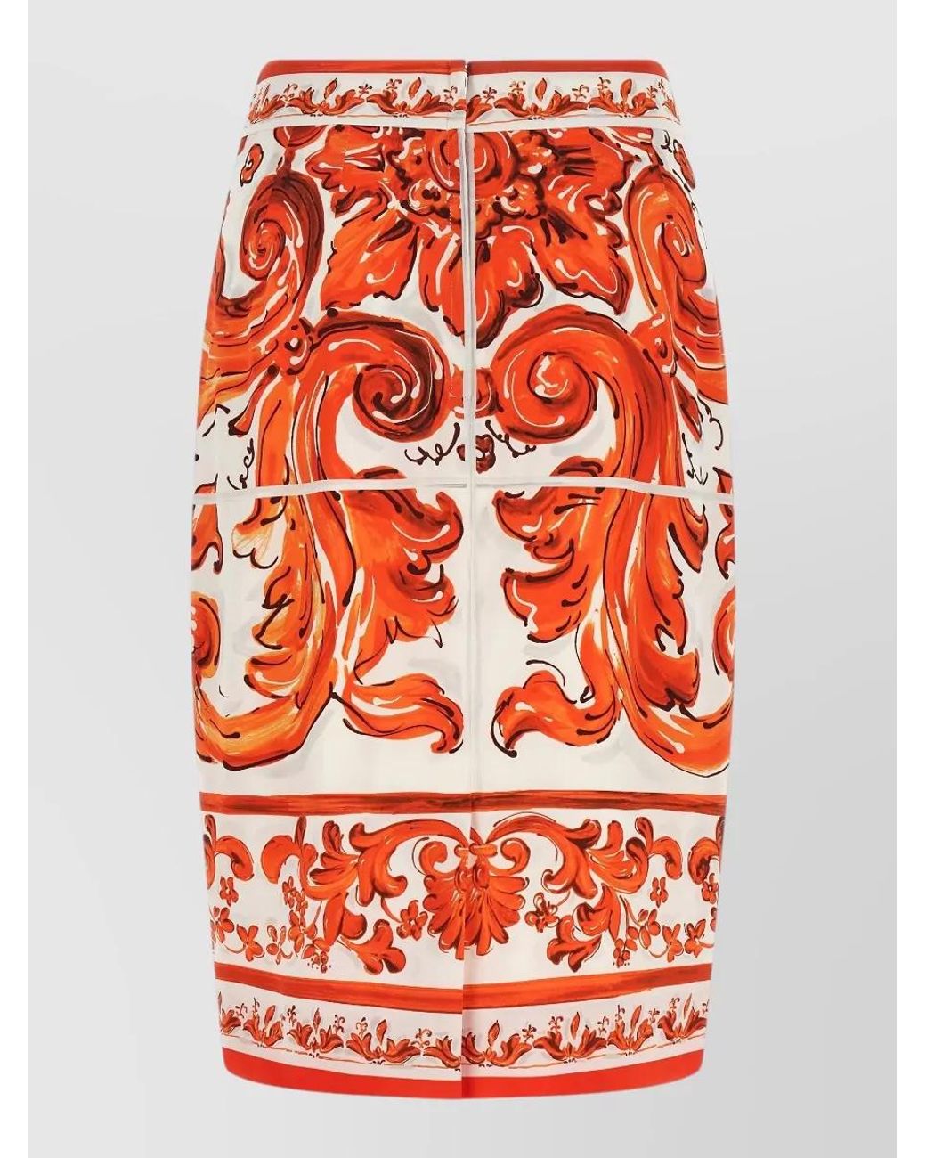 Dolce & Gabbana Red Silk Midi Skirt