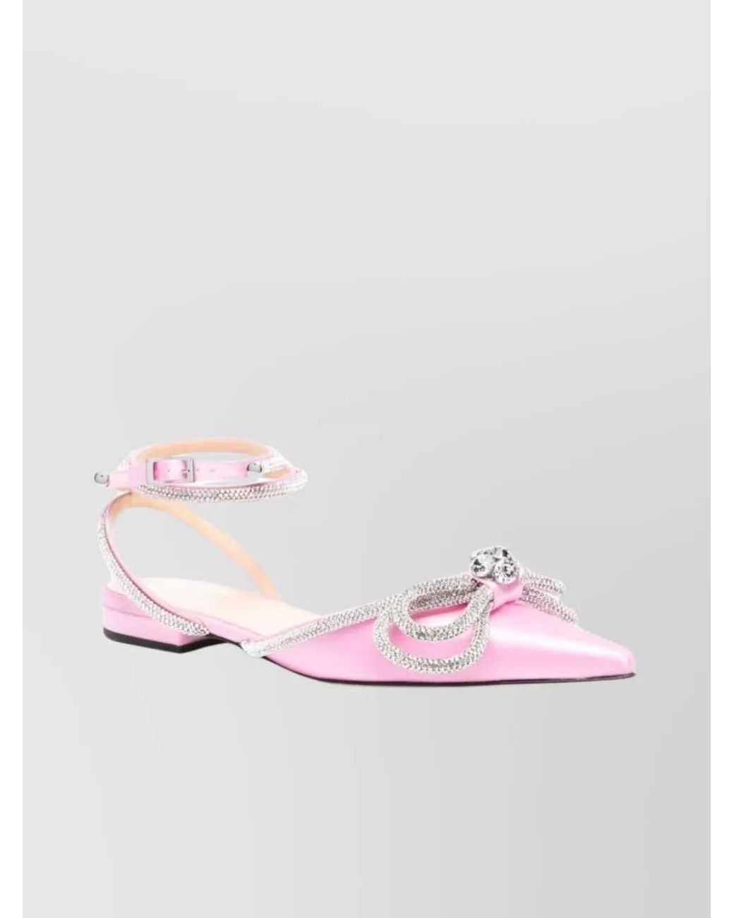 Mach & Mach Pink Crystal Embellished Satin Slingback Ballerina Shoes