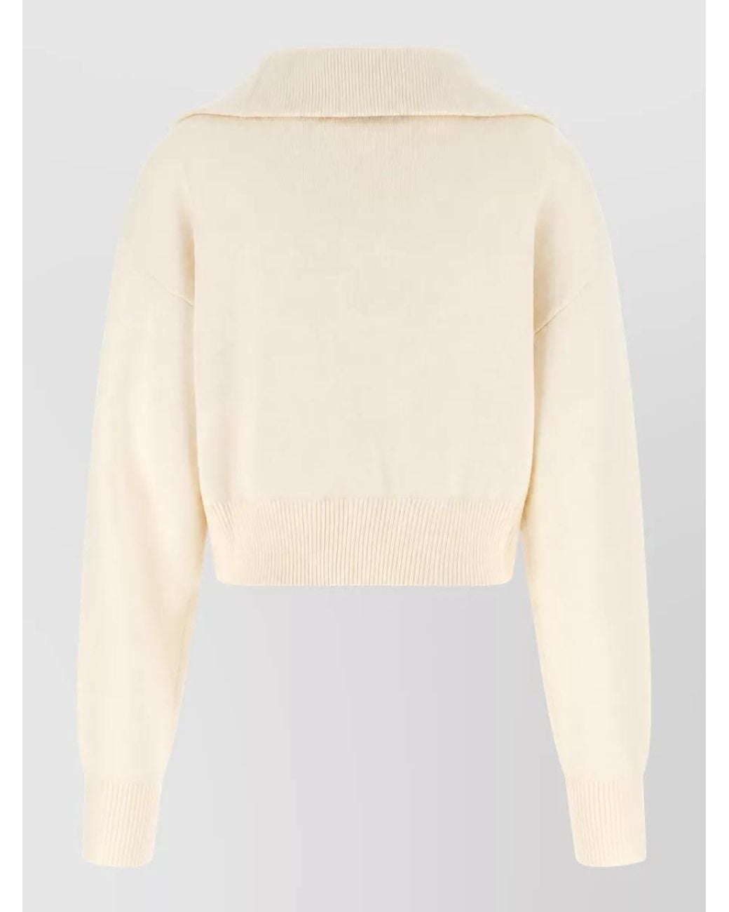Coperni Natural Cashmere Half-Zip Cropped Sweater