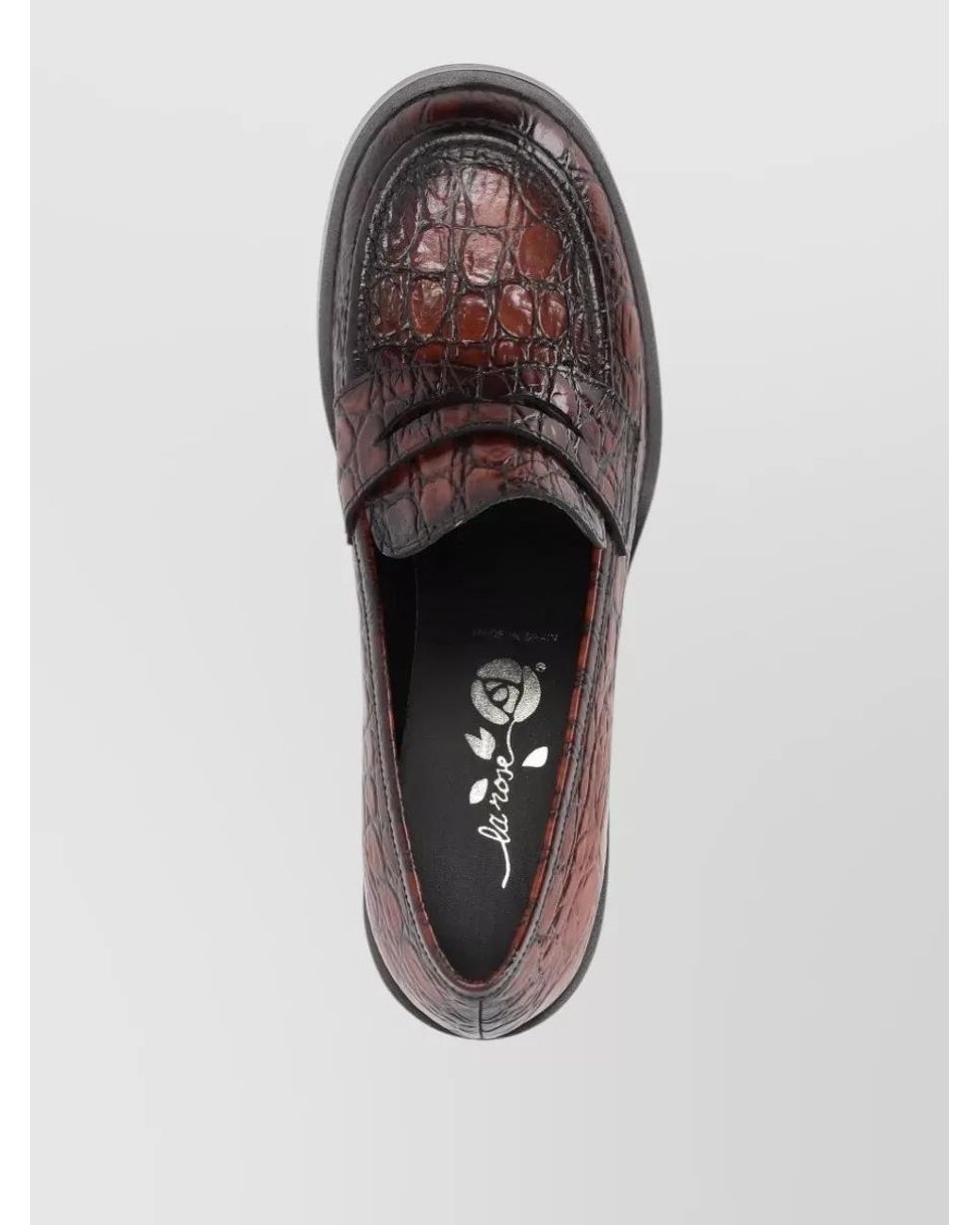 LA ROSE Brown Croc-Effect Loafers