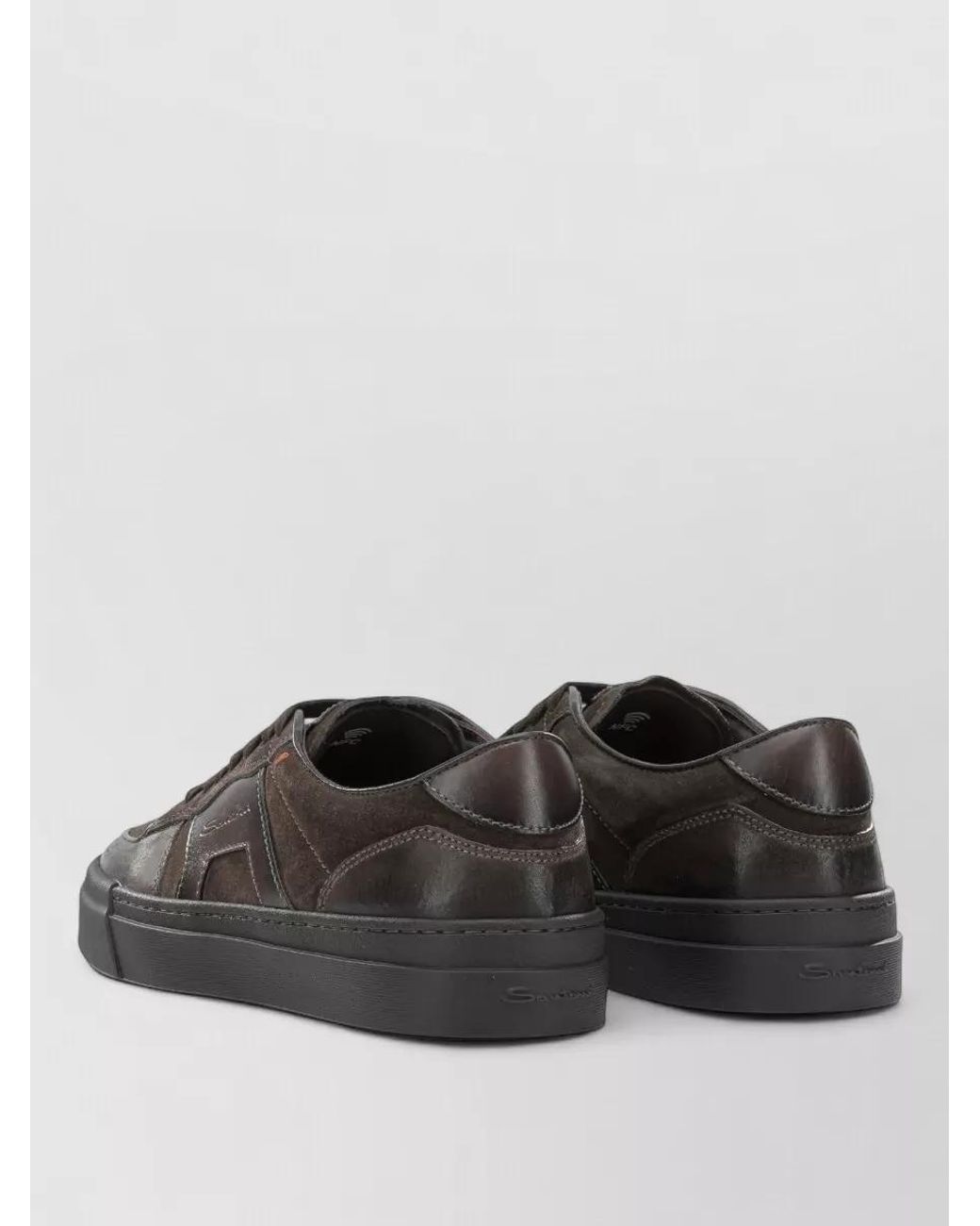 Santoni Black Leather Low-Top Sneakers for men