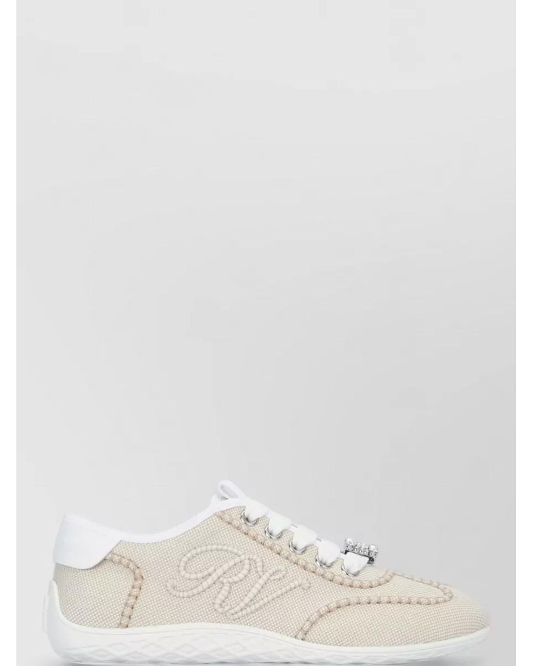 Roger Vivier White Crystal-Embellished Low-Top Sneakers