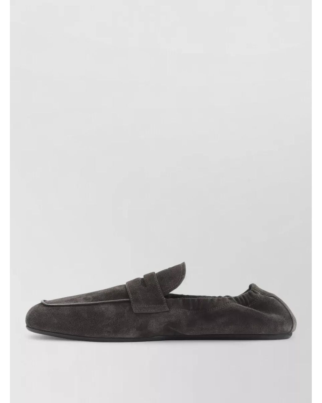 Prada Gray Suede Penny Loafers for men