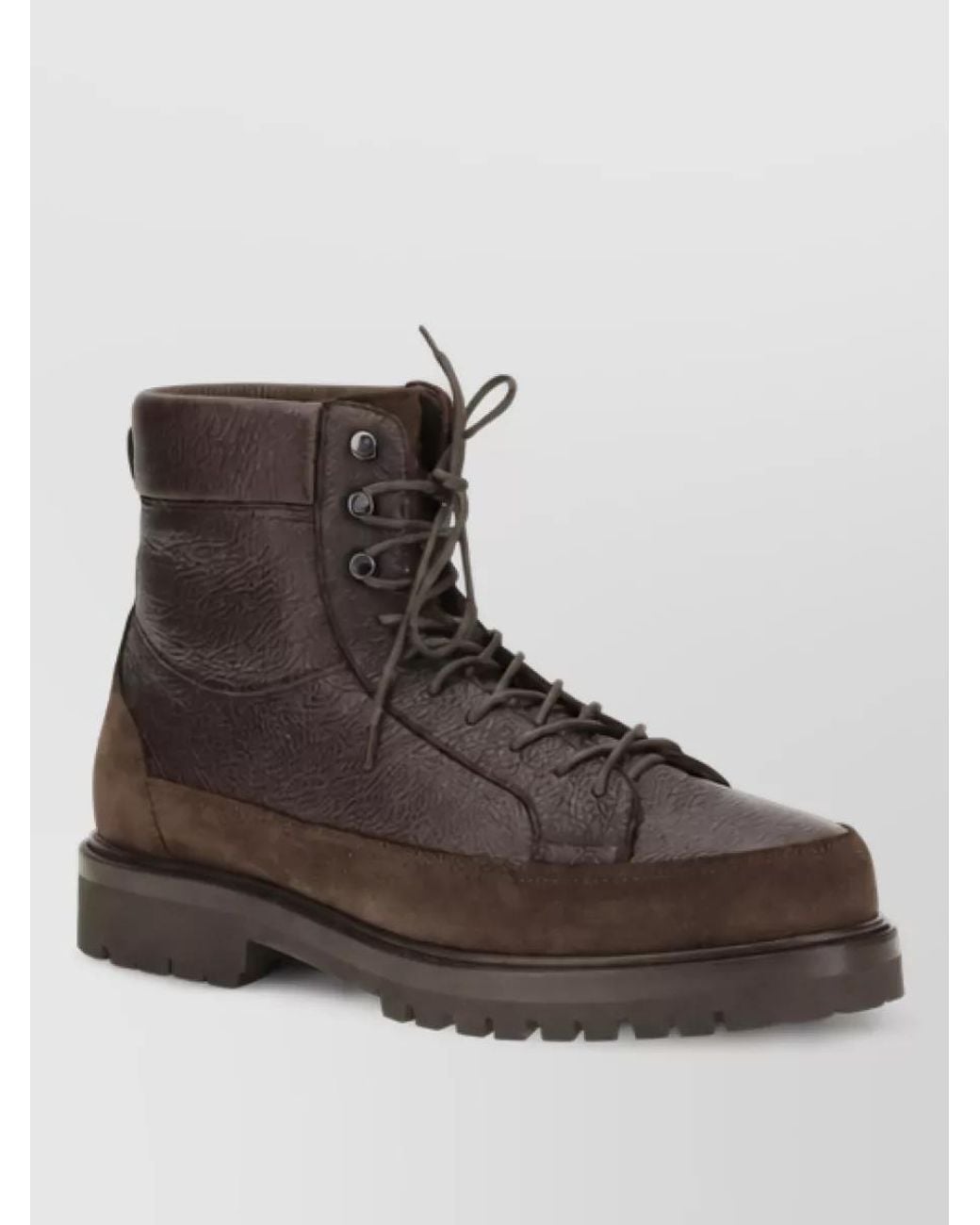 Brunello Cucinelli Brown Leather Lace-Up Boots for men