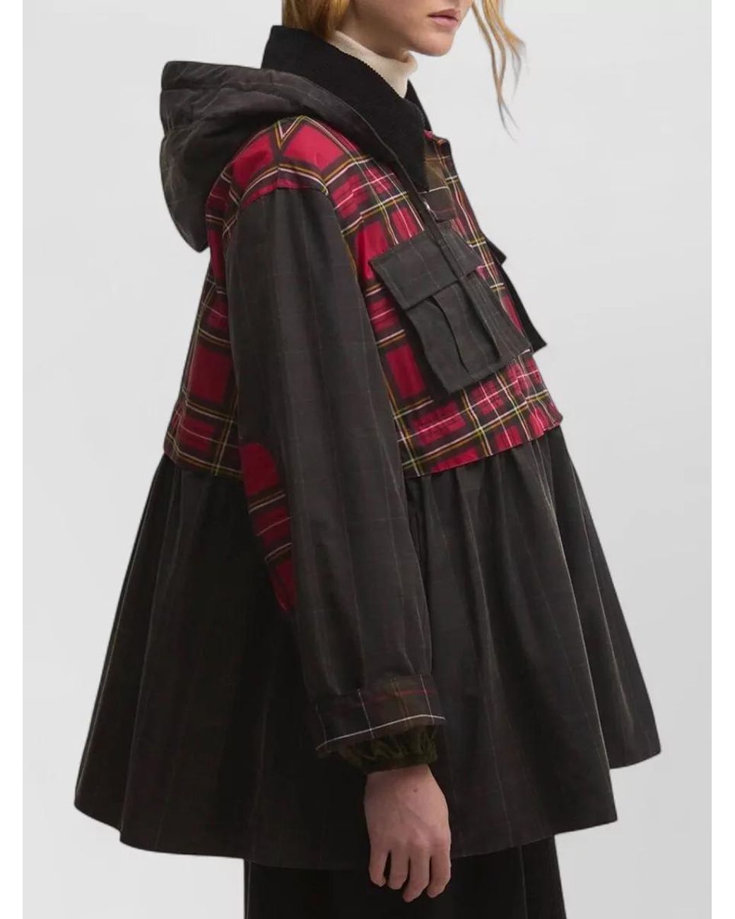 Barbour Black Waxed Cotton Hooded Single-Breasted Coat