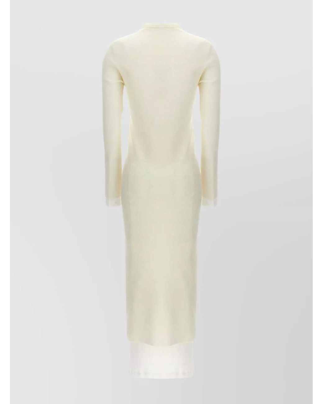 Jil Sander White Wool Midi Dress