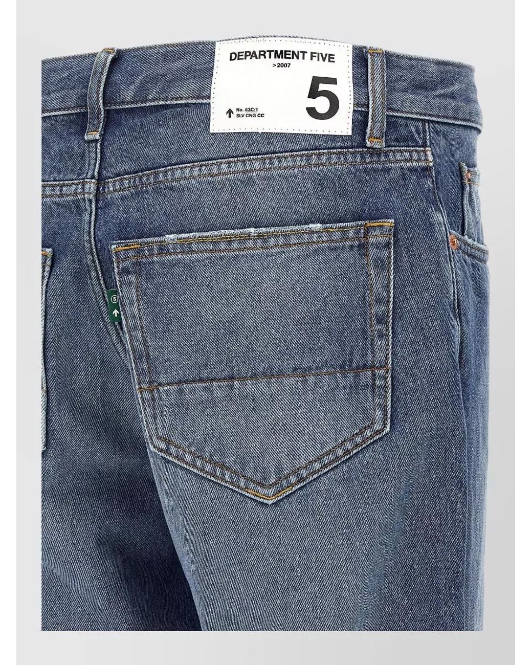 Department 5 Blue Denim Cropped Straight-Leg Jeans for men