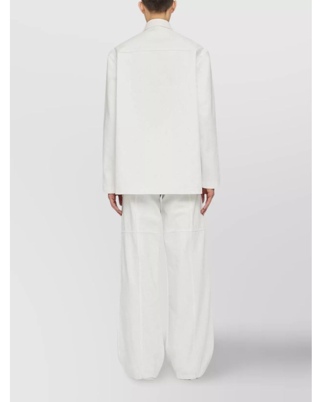 Jil Sander White Denim Logo Embossed Regular Fit Shirt for men