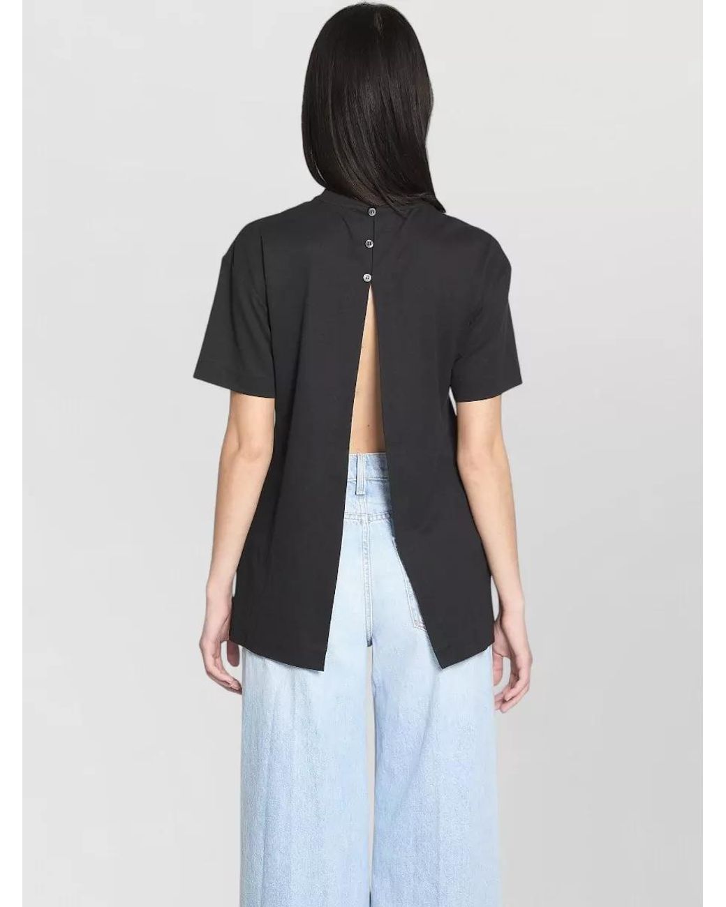 Jacquemus Black Ribbed Draped Short-Sleeve T-Shirt
