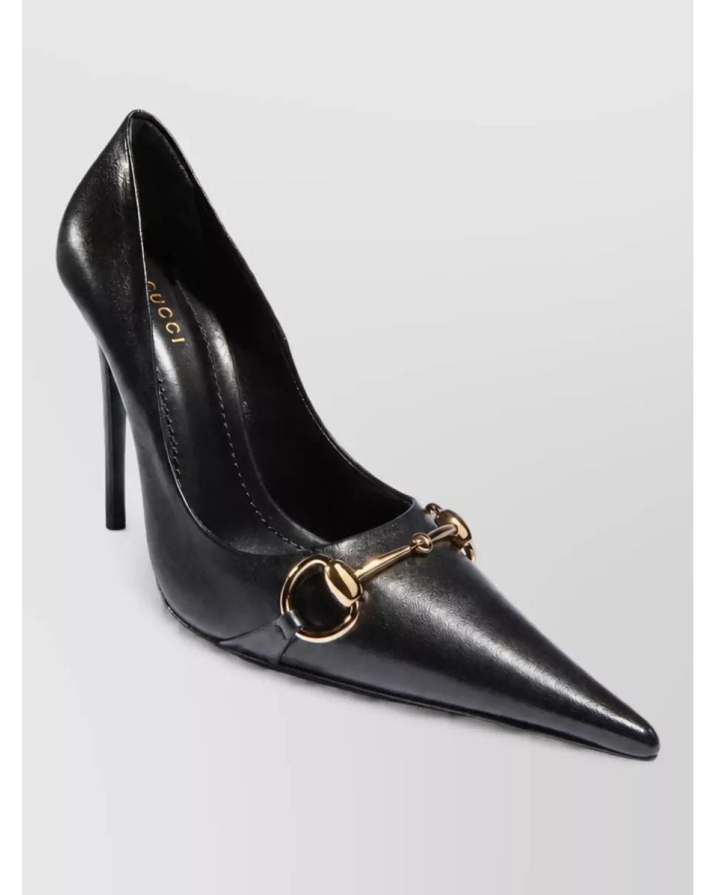 Gucci Black Leather Point-Toe High-Heel Pumps