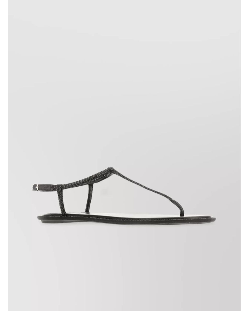Rene Caovilla Metallic Satin And Leather Rhinestone Thong Sandals