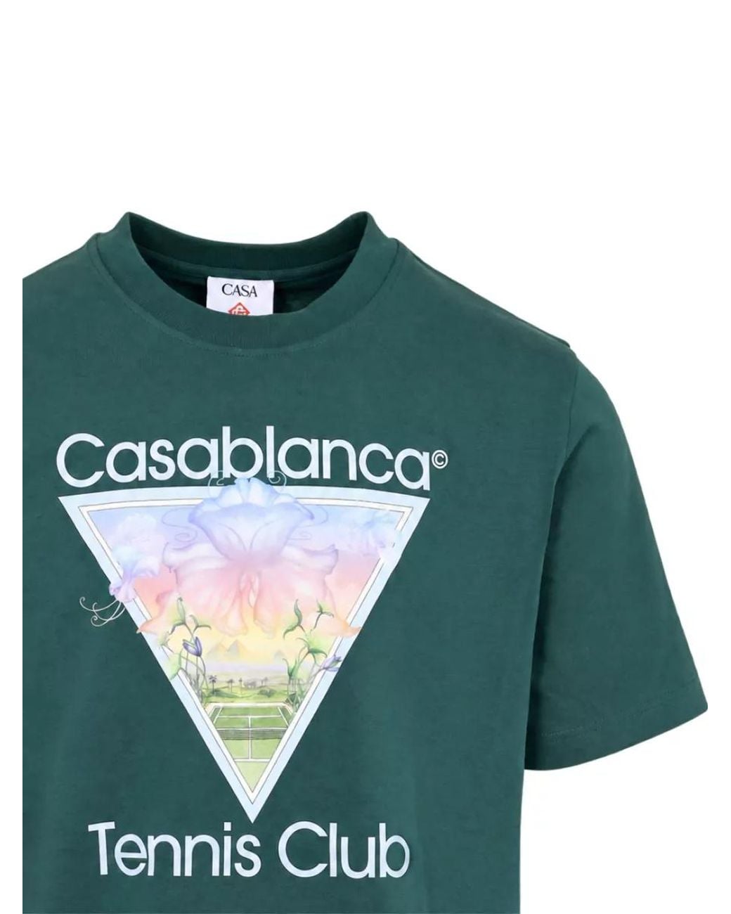 Casablanca Green Printed Cotton T-Shirt for men