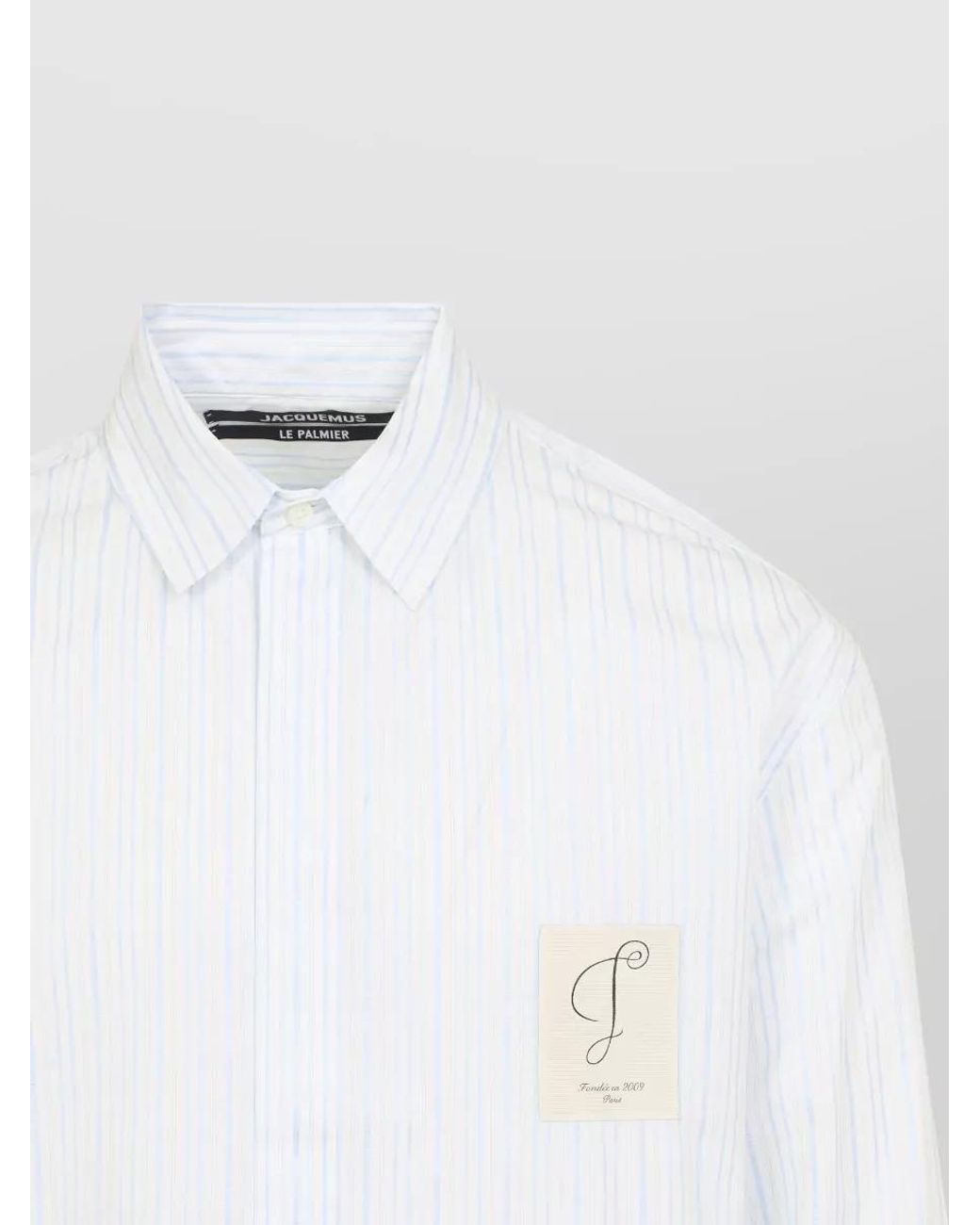 Jacquemus White Striped Relaxed-Fit Cotton Shirt for men