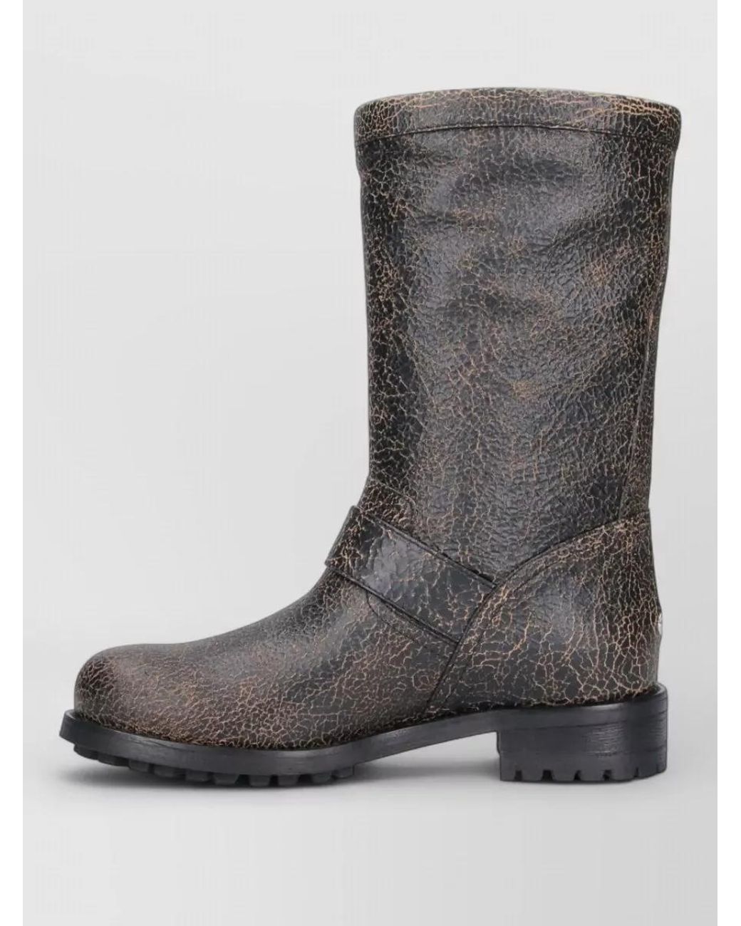 Jimmy Choo Black Leather Mid-Calf Biker Boots