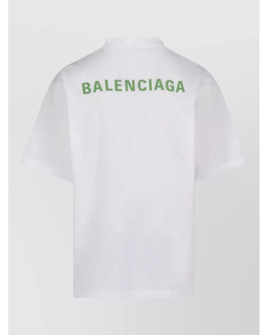 Balenciaga White Cotton Medium Fit Logo T Shirt for men