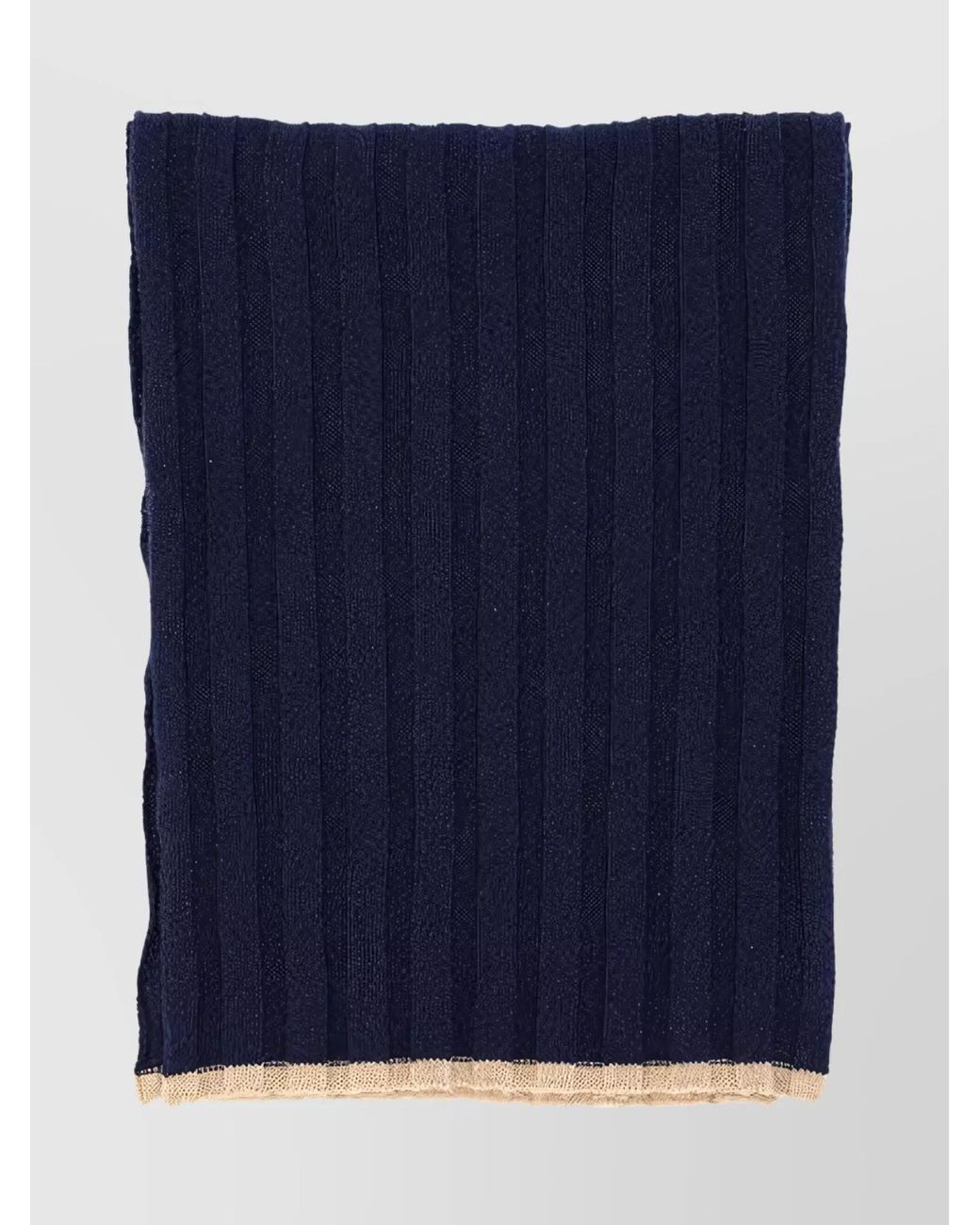 Brunello Cucinelli Blue Ribbed Cashmere Scarf for men