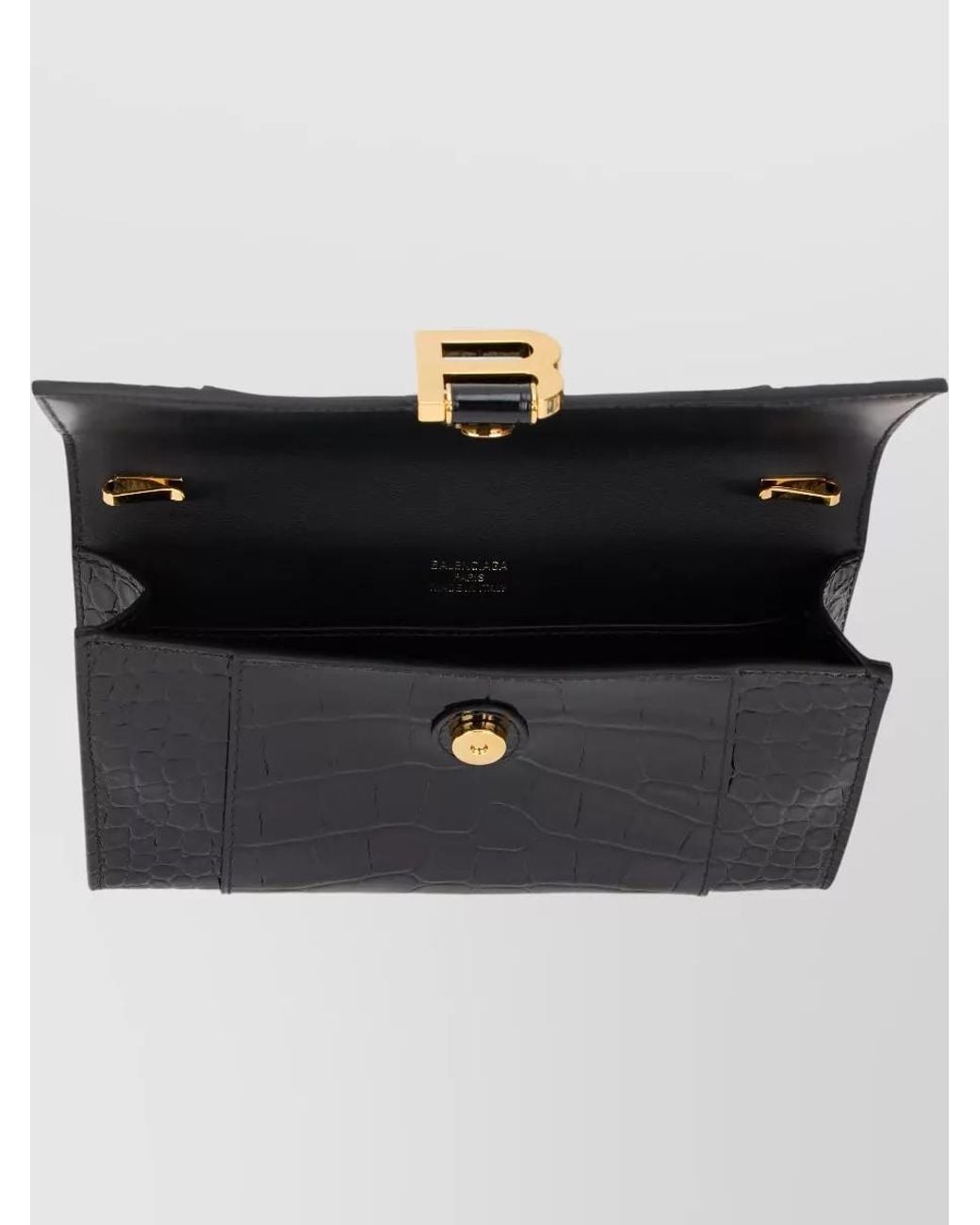 Balenciaga Black Na Leather Crocodile Effect Clutch Bag