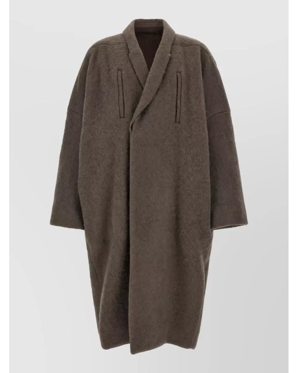 Rick Owens Brown Alpaca Wool Bouclé Cocoon Coat for men