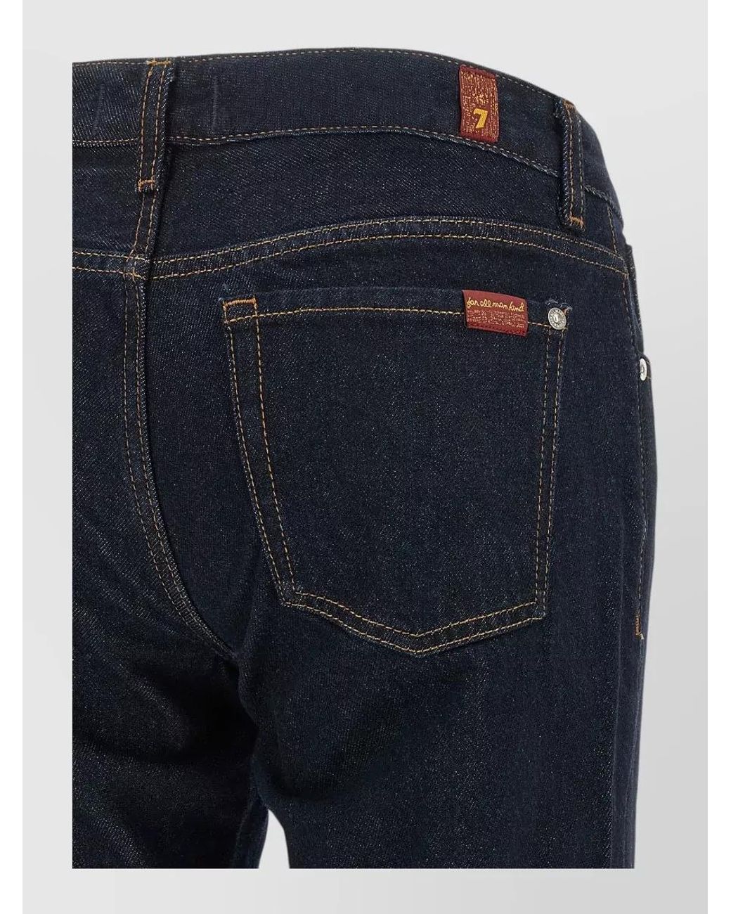 7 For All Mankind Blue Denim Low-Rise Cigarette Jeans