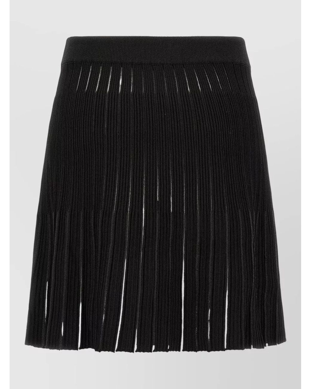 Balmain Black Ribbed Pleated Mini Skirt