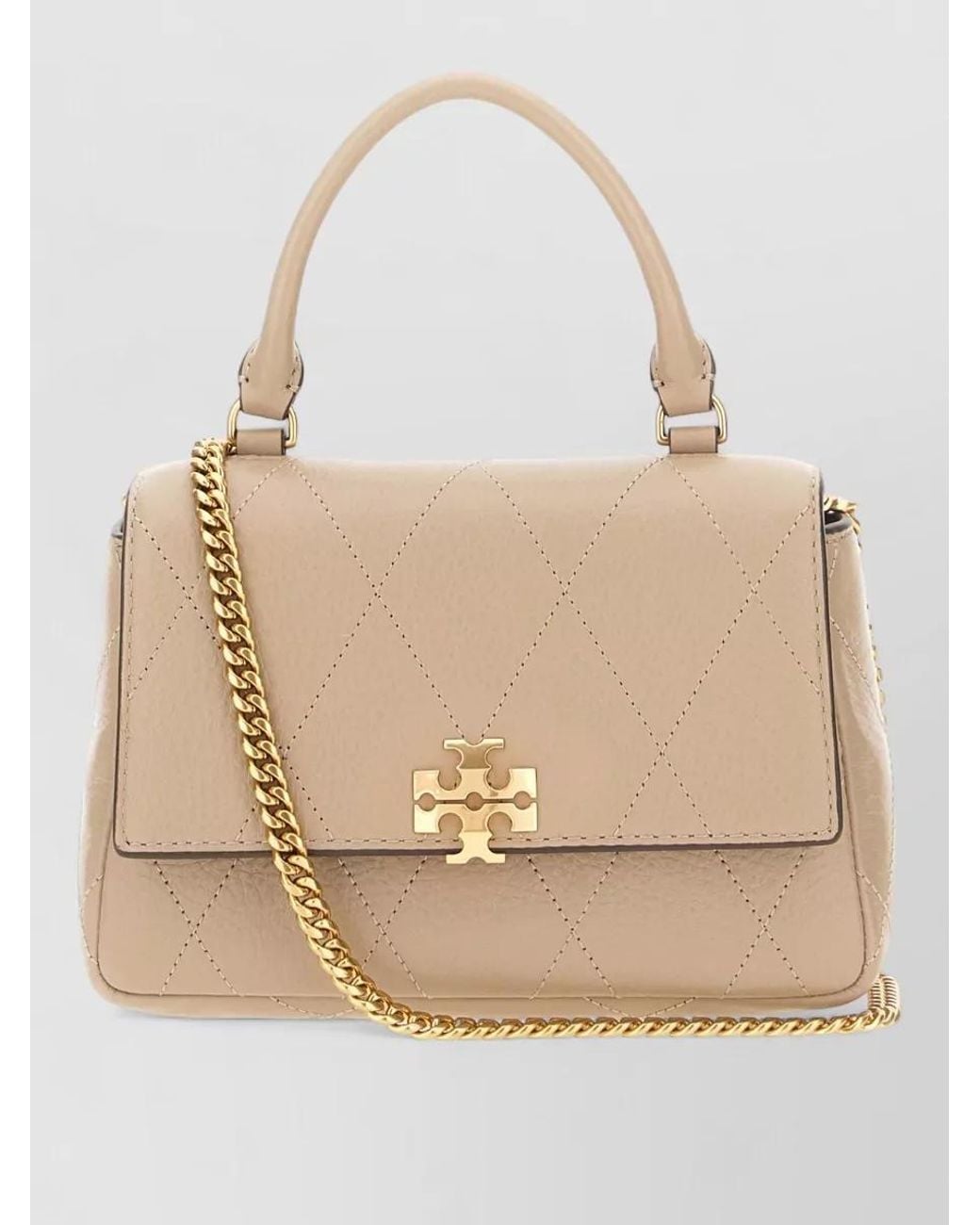 Tory Burch Natural Mini Leather Quilted Shoulder Bag