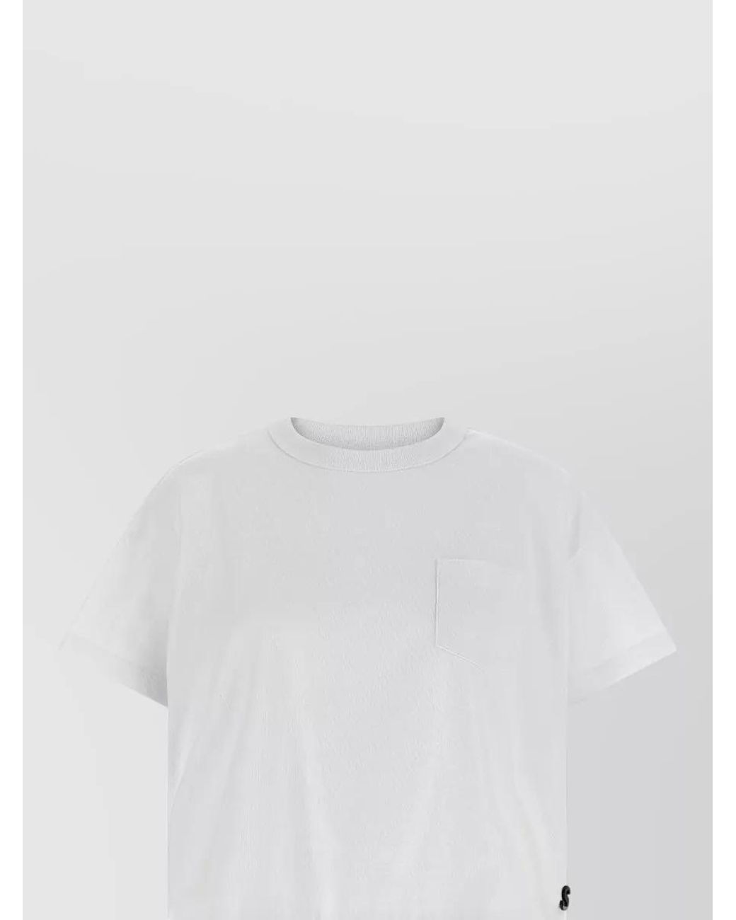 Sacai White Cotton Jersey Logo-Pin T-Shirt