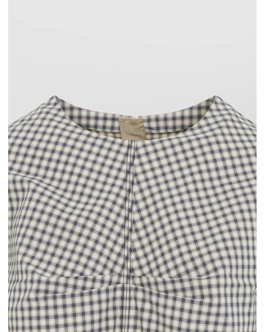 Marni Gray Checked Cotton Long-Sleeve Blouse