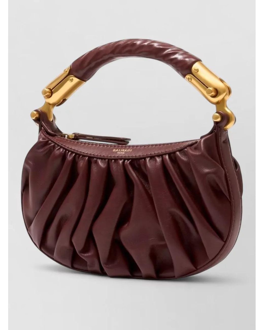 Balmain Brown Ebene Mini Suede Shoulder Bag