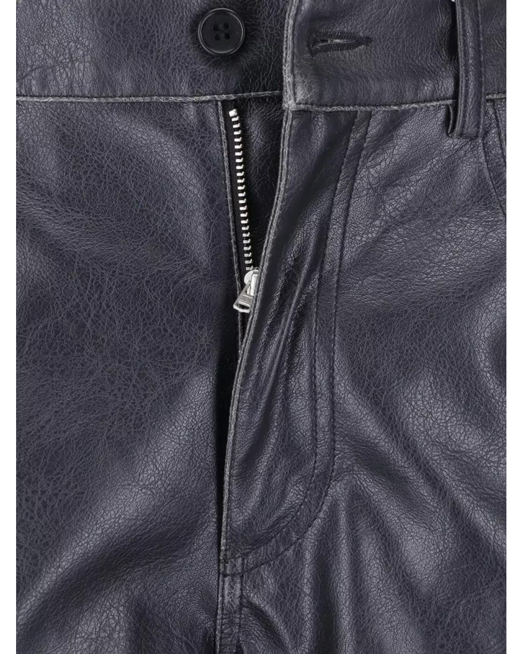 MM6 by Maison Margiela Blue Faux Leather Knee-Length Straight Bermuda Shorts