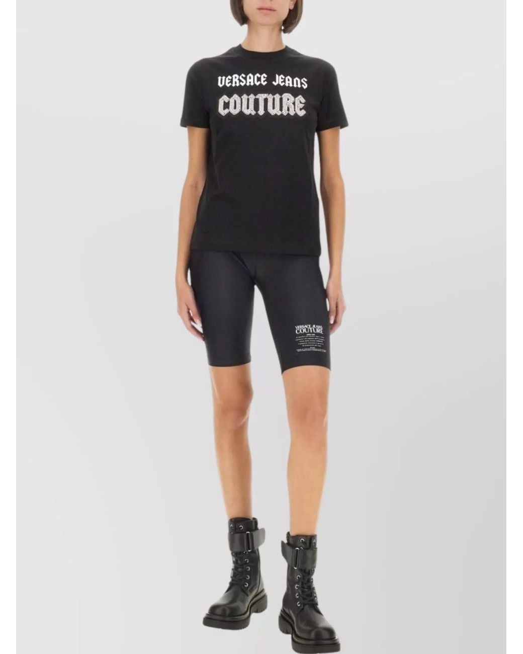 Versace Jeans Couture Black Regular-Fit Logo-Print T-Shirt